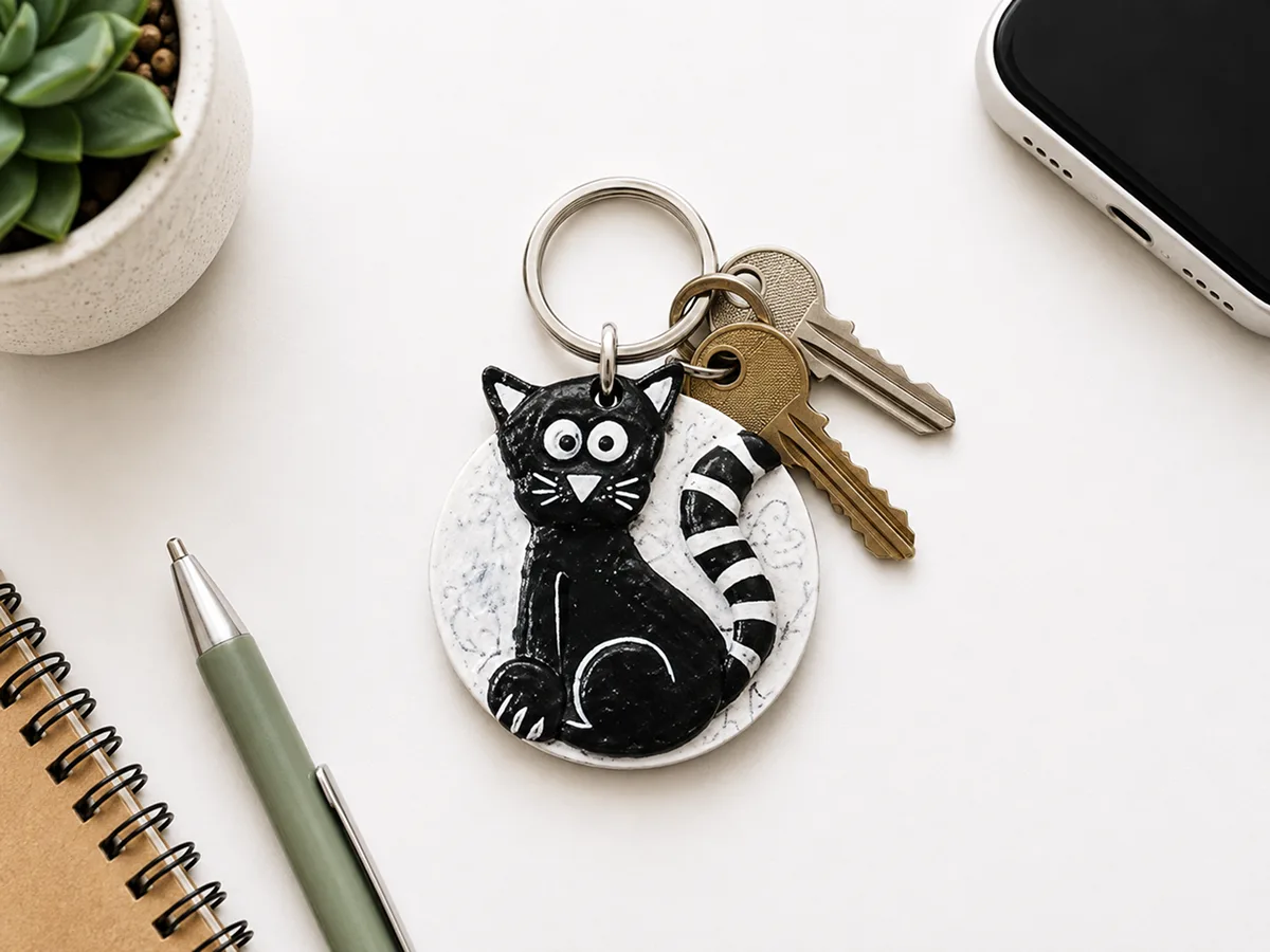 Lucky Black Cat Key Ring